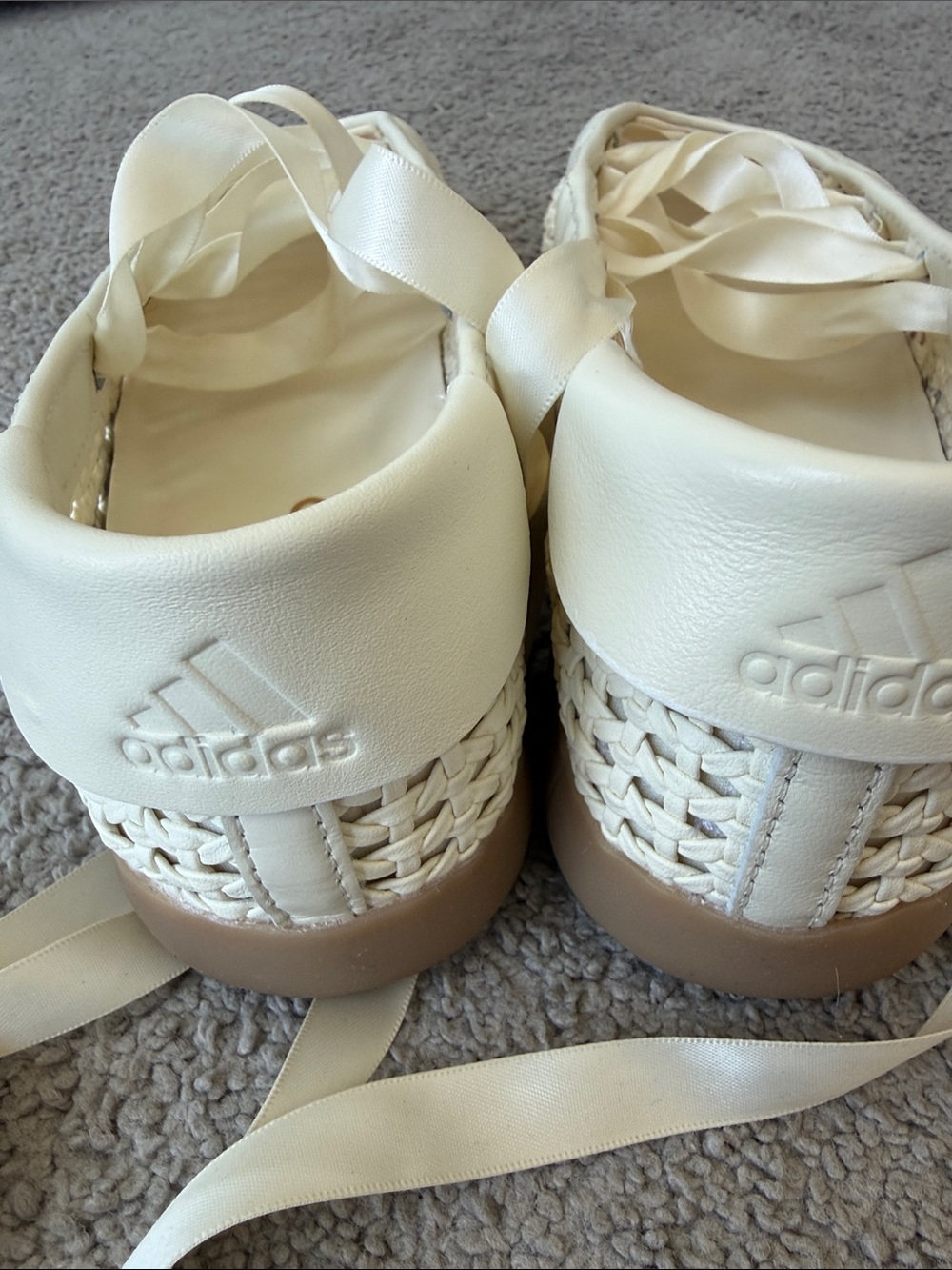 adidas Taekwondo Mei Cream Woven Ballet Flats with Ribbon Ties - Picture 5 of 8